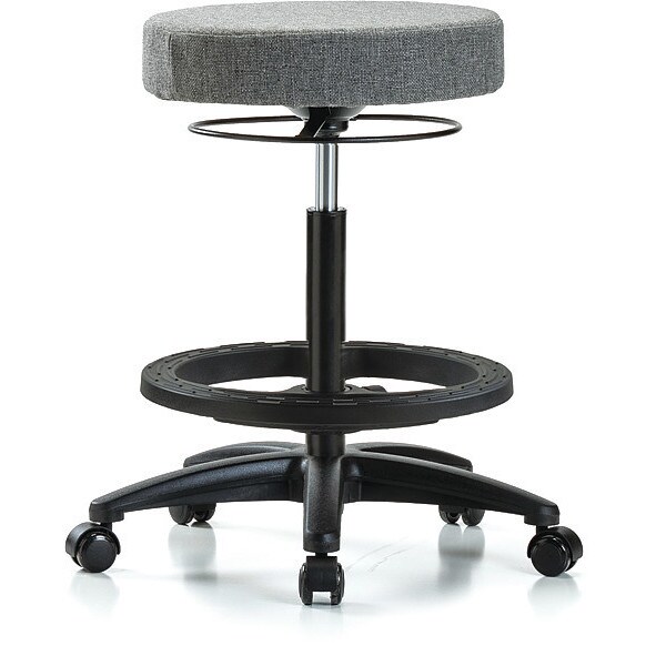 Blue Ridge Ergonomics Bench Stool, Hi, Fabric, BF, Casters, Gry - BR-FHBSO-RG-BF-RC-F44