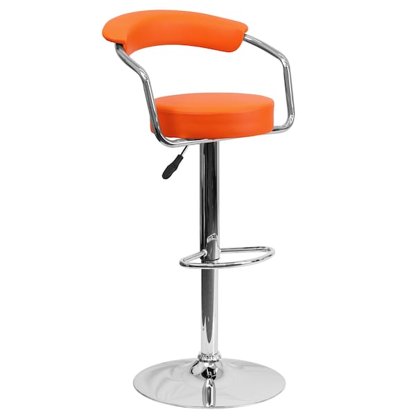 Flash Furniture Orange Vinyl Barstool, Adj Height - CH-TC3-1060-ORG-GG