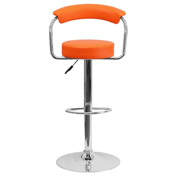 Flash Furniture Orange Vinyl Barstool, Adj Height - CH-TC3-1060-ORG-GG