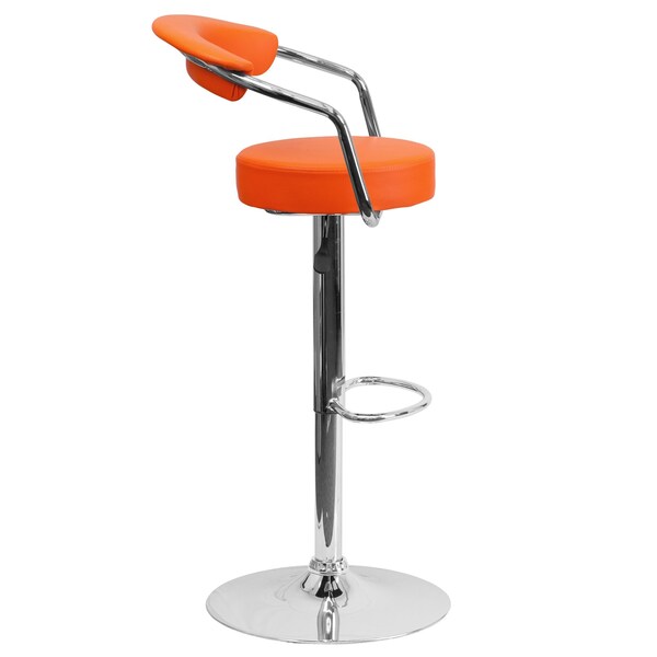 Flash Furniture Orange Vinyl Barstool, Adj Height - CH-TC3-1060-ORG-GG