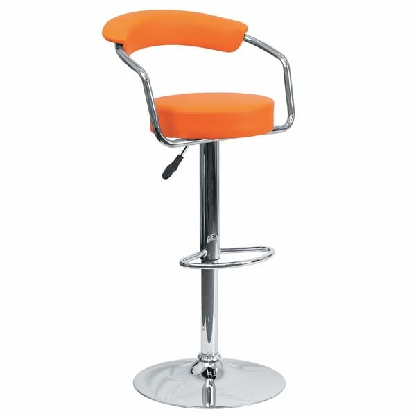 Flash Furniture Orange Vinyl Barstool, Adj Height - CH-TC3-1060-ORG-GG