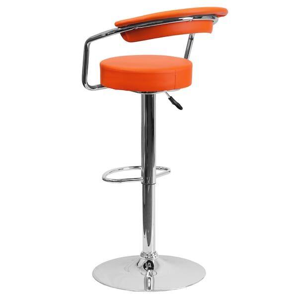 Flash Furniture Orange Vinyl Barstool, Adj Height - CH-TC3-1060-ORG-GG
