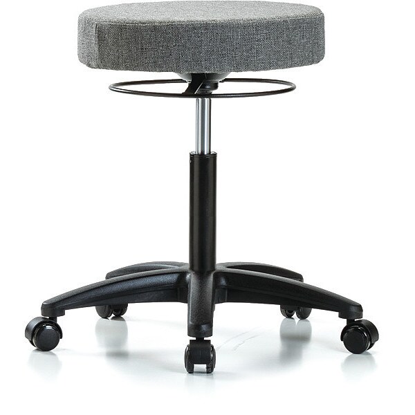 Blue Ridge Ergonomics Bench Stool, Med, Fabric, Casters, Gry - BR-FMBSO-RG-NF-RC-F44