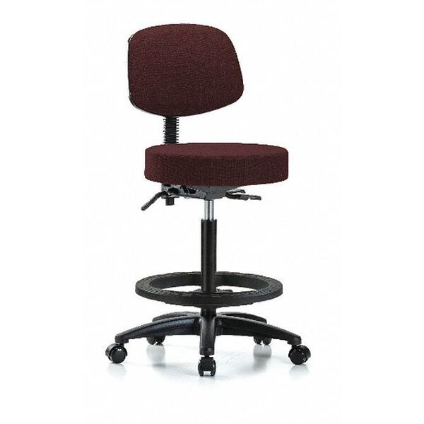 Blue Ridge Ergonomics Bench Stool, Hi, Fabric, Bk, BF, Casters, Bur - BR-FHBST-RG-T0-BF-RC-F41