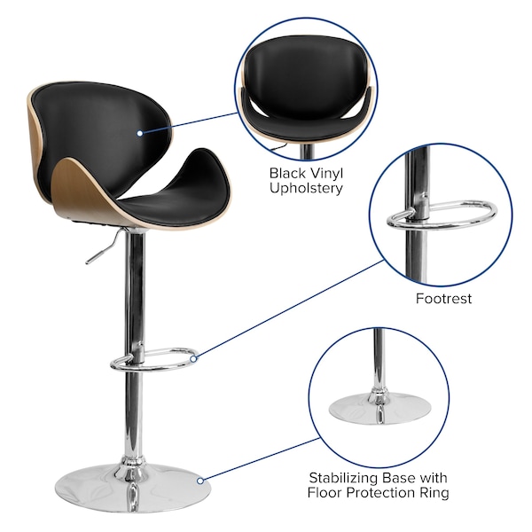 Flash Furniture Beechwood Barstool w/Curved Back, Blk - SD-2203-BEECH-GG