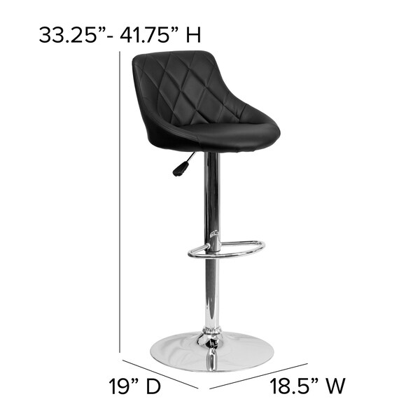 Flash Furniture Black Vinyl Barstool, Adj Height, Seat Height Range: 23" to 32" - CH-82028A-BK-GG