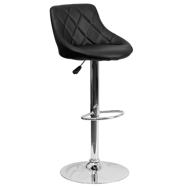 Flash Furniture Black Vinyl Barstool, Adj Height, Seat Height Range: 23" to 32" - CH-82028A-BK-GG