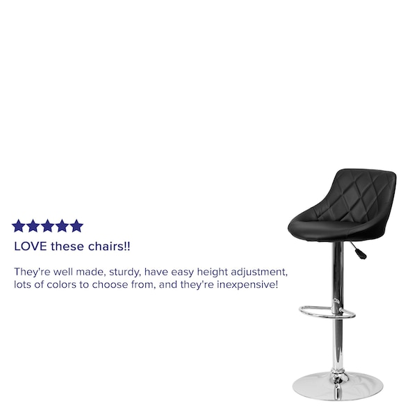 Flash Furniture Black Vinyl Barstool, Adj Height, Seat Height Range: 23" to 32" - CH-82028A-BK-GG