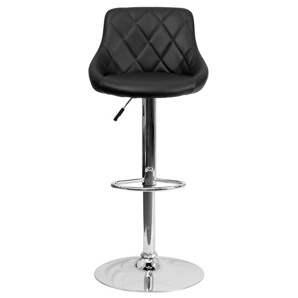 Flash Furniture Black Vinyl Barstool, Adj Height, Seat Height Range: 23" to 32" - CH-82028A-BK-GG