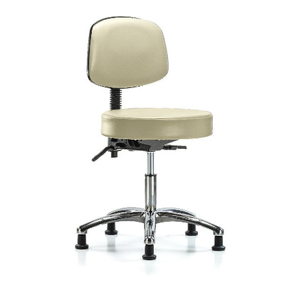 Blue Ridge Ergonomics Desk Stool, Vinyl, Bk, Chrome, Glides, Wht - BR-VDHST-CR-T0-RG-8501
