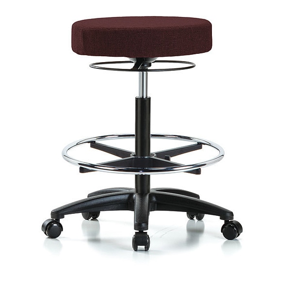 Blue Ridge Ergonomics Bench Stool, Hi, Fabric, CF, Casters, Bur - BR-FHBSO-RG-CF-RC-F41
