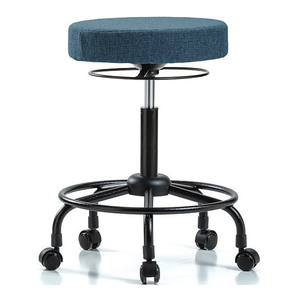 Blue Ridge Ergonomics Bench Stool, Med, Fabric, RT, Casters, Blu - BR-FMBSO-RT-RC-F43