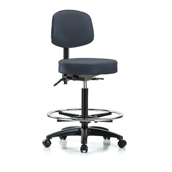 Blue Ridge Ergonomics Bench Stool, Hi, Vin, Bk, Tilt, CF, Cast, Nav - BR-VHBST-RG-T1-CF-RC-8582