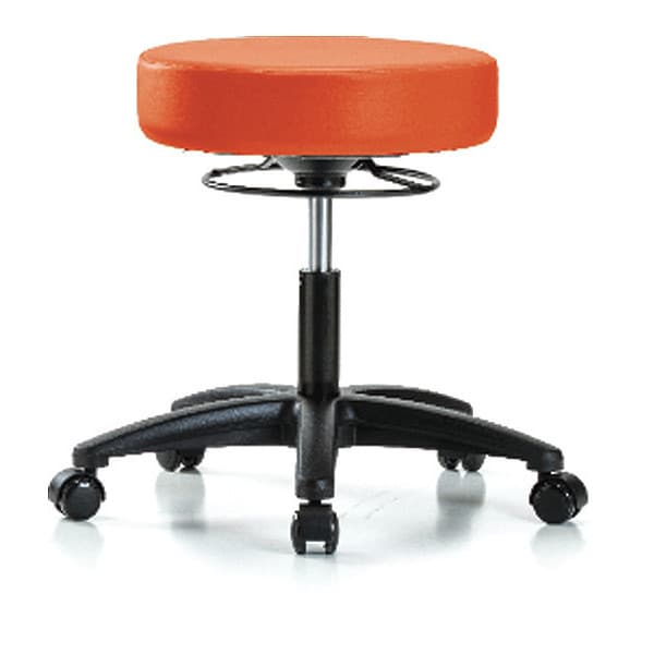 Blue Ridge Ergonomics Desk Stool, Vinyl, Casters, Orange - BR-VDHSO-RG-RC-8613