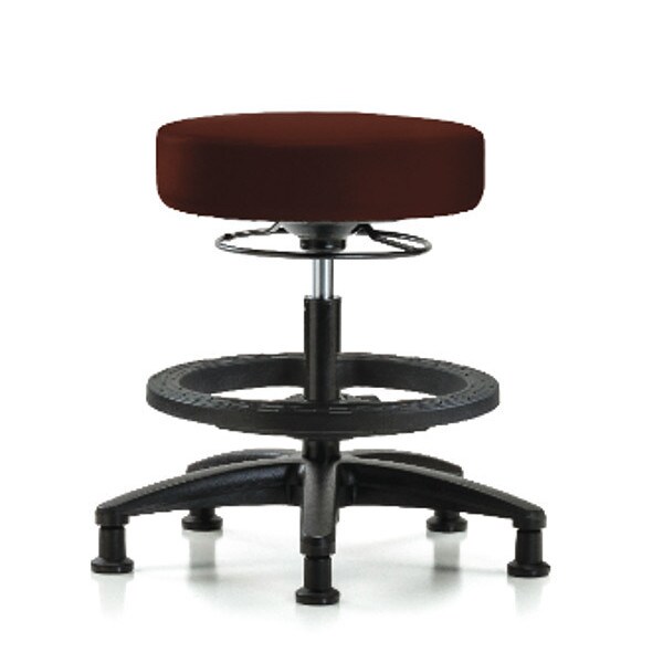 Blue Ridge Ergonomics Bench Stool, Med, Vinyl, BF, Glides, Burg - BR-VMBSO-RG-BF-RG-8569
