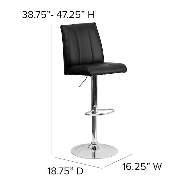 Flash Furniture Tufted Gray Vinyl Barstool, Adj Height - CH-112080-GY-GG