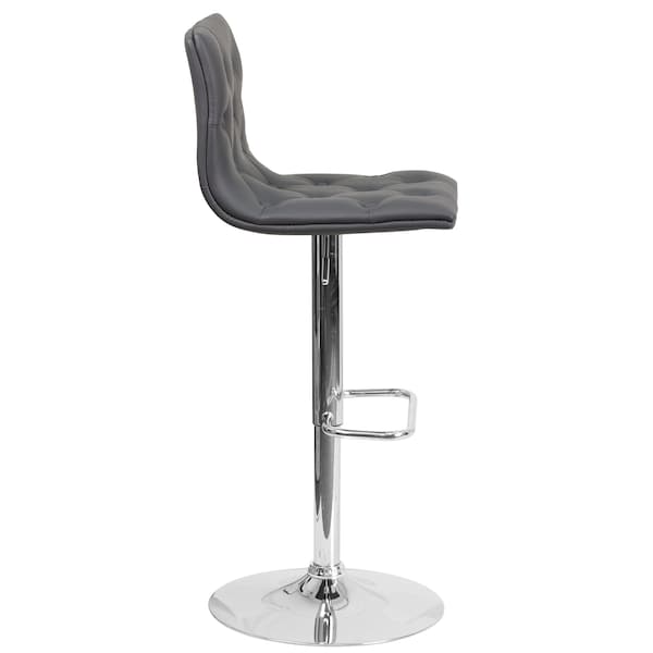 Flash Furniture Tufted Gray Vinyl Barstool, Adj Height - CH-112080-GY-GG