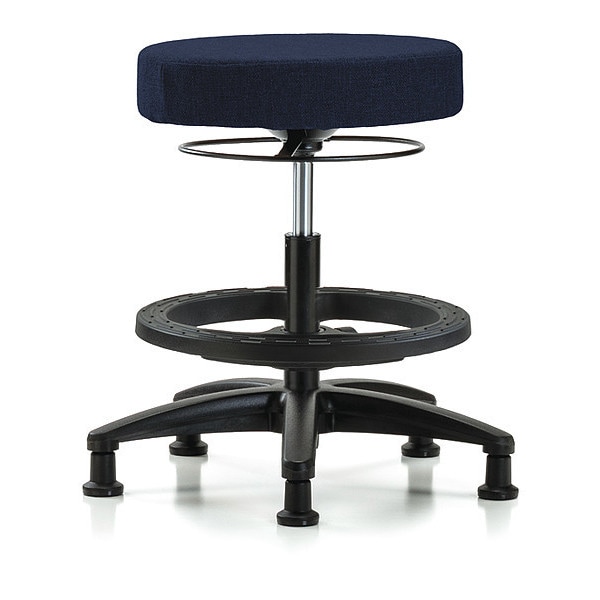 Blue Ridge Ergonomics Bench Stool, Med, Fabric, BF, Glides, Nav - BR-FMBSO-RG-BF-RG-F45