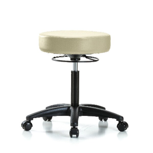 Blue Ridge Ergonomics Bench Stool, Med, Vinyl, Casters, Wht - BR-VMBSO-RG-NF-RC-8501
