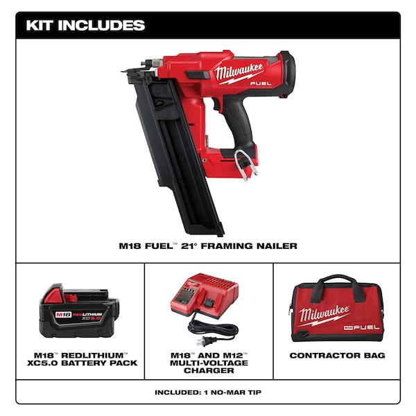 Milwaukee Tool M18 FUEL 21-Degree Framing Nailer Kit - 2744-21