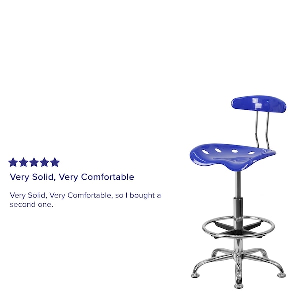 Flash Furniture Tractor Seat w/Chrome Frame, Nauticl Bl - LF-215-NAUTICALBLUE-GG