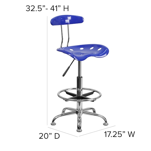 Flash Furniture Tractor Seat w/Chrome Frame, Nauticl Bl - LF-215-NAUTICALBLUE-GG