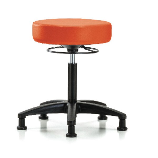 Blue Ridge Ergonomics Bench Stool, Med, Vinyl, Glides, Orange - BR-VMBSO-RG-NF-RG-8613