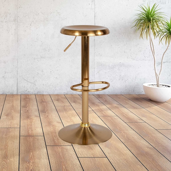 Flash Furniture Chair, Madrid, Adjstbl, Retro, Barstool, Gold - CH-181220-GD-GG