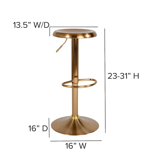 Flash Furniture Chair, Madrid, Adjstbl, Retro, Barstool, Gold - CH-181220-GD-GG