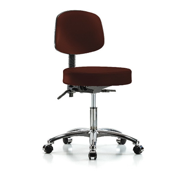 Blue Ridge Ergonomics Desk Stool, Vinyl, Bk, Chrome, Casters, Burg - BR-VDHST-CR-T0-CC-8569