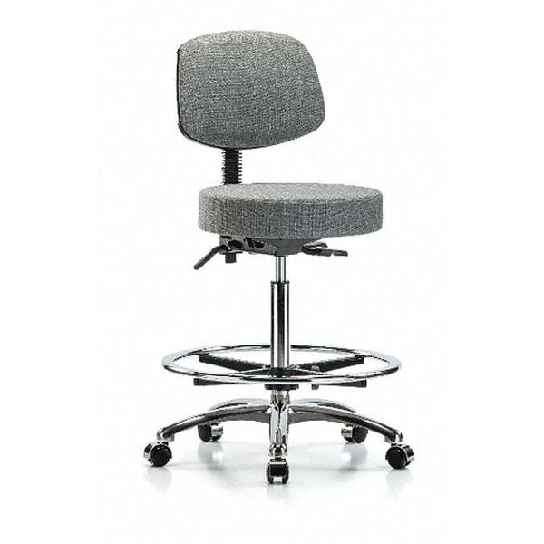Blue Ridge Ergonomics Bench Stool, Hi, Fabric, Bk, CF, Casters, Gry, Weight Capacity: 300 lb. - BR-FHBST-CR-T1-CF-CC-F44