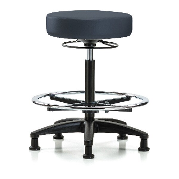 Blue Ridge Ergonomics Bench Stool, Hi, Vinyl, CF, Glides, Nav - BR-VHBSO-RG-CF-RG-8582