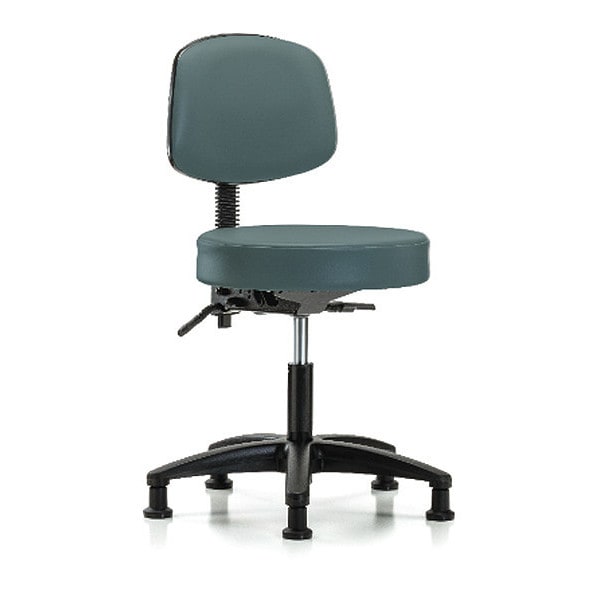 Blue Ridge Ergonomics Desk Stool, Vinyl, Bk, Glides, Blu - BR-VDHST-RG-T0-RG-8546