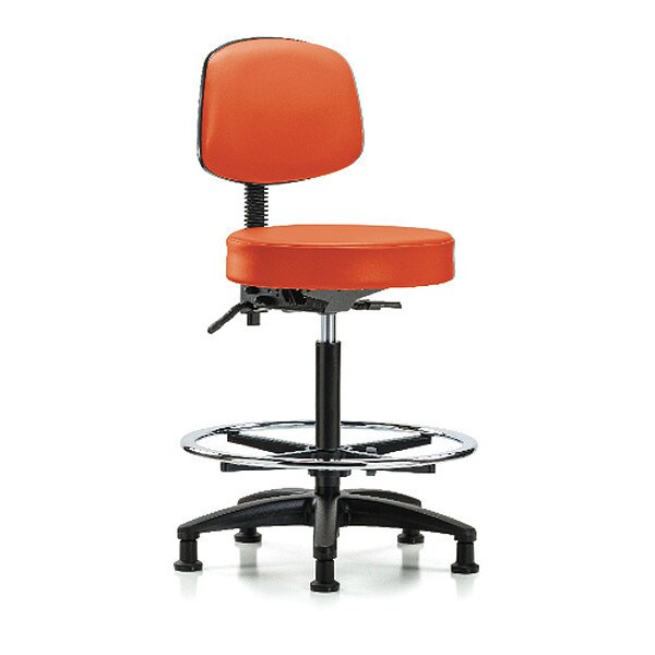 Blue Ridge Ergonomics Bench Stool, Hi, Vin, Bk, CF, Gld, Orange - BR-VHBST-RG-T1-CF-RG-8613