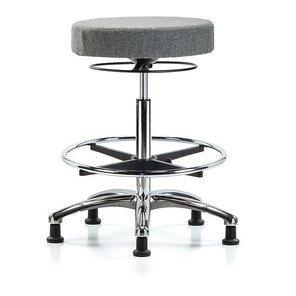 Blue Ridge Ergonomics Bench Stool, Hi, Fabric, Chrom, CF, Glids, Gry - BR-FHBSO-CR-CF-RG-F44