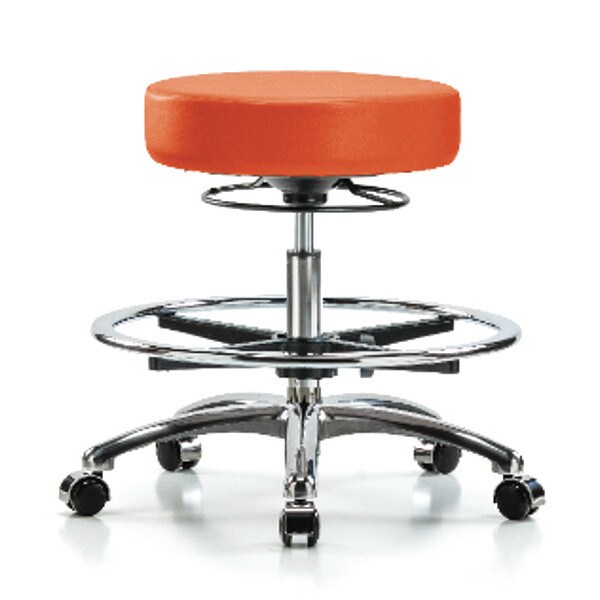 Blue Ridge Ergonomics Bench Stool, Med, Vin, Chrom, CF, Cast, Org - BR-VMBSO-CR-CF-CC-8613