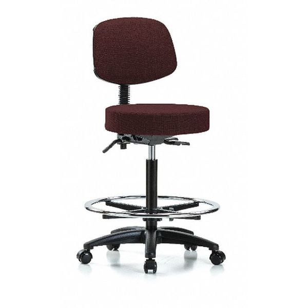 Blue Ridge Ergonomics Bench Stool, Hi, Fab, Bk, Tilt, CF, Cast, Bur - BR-FHBST-RG-T1-CF-RC-F41