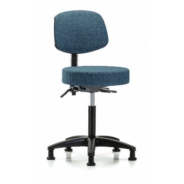 Blue Ridge Ergonomics Bench Stool, Med, Fab, Bk, Tilt, Glides, Blu - BR-FMBST-RG-T1-NF-RG-F43
