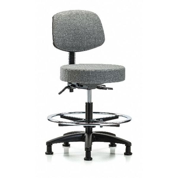 Blue Ridge Ergonomics Bench Stool, Med, Fab, Bk, CF, Glides, Gry - BR-FMBST-RG-T0-CF-RG-F44