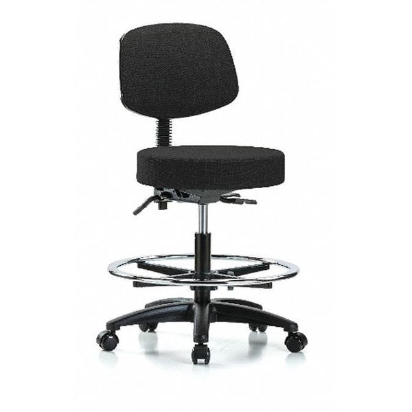 Blue Ridge Ergonomics Bench Stool, Med, Fab, Bk, CF, Casters, Blk - BR-FMBST-RG-T0-CF-RC-F42