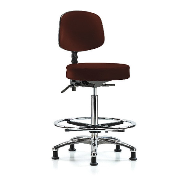 Blue Ridge Ergonomics Ben Stool, Hi, Vin, Bk, Chrome, CF, Gld, Burg - BR-VHBST-CR-T0-CF-RG-8569