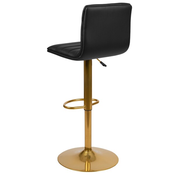 Flash Furniture Black Vinyl Adjustable Barstool with Gold Base, PK2 - 2-CH-92023-1-BK-G-GG
