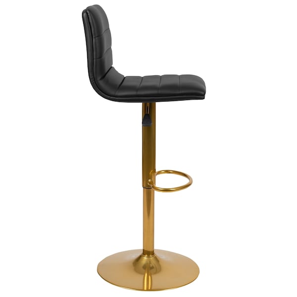 Flash Furniture Black Vinyl Adjustable Barstool with Gold Base, PK2 - 2-CH-92023-1-BK-G-GG