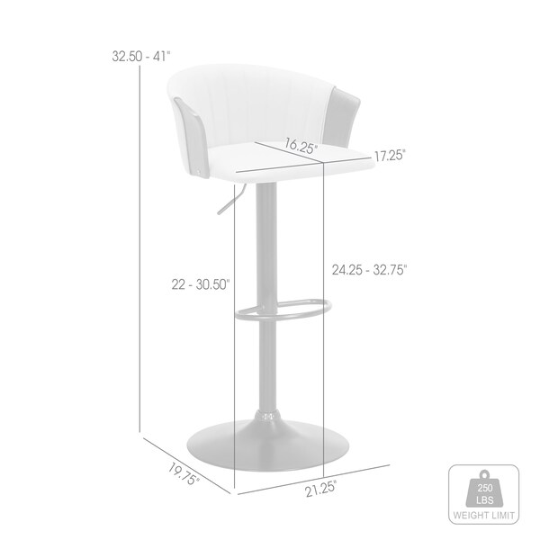 Armen Living Lydia Adjustable Walnut Wood Bar Stool in Cream Faux Leather with Black Metal - LCLYBAWACR