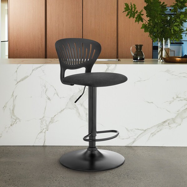 Armen Living Padua Adjustable Black Upholstery Swivel Stool - LCPDBABLBL