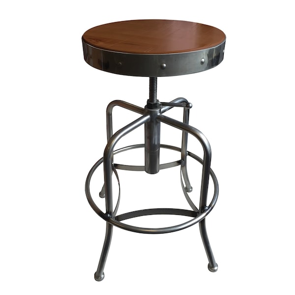 Holland Bar Stool Co Adjustable Stool, Clear Coat Finish, Med Distressed Hardwood Seat - 910CLMED