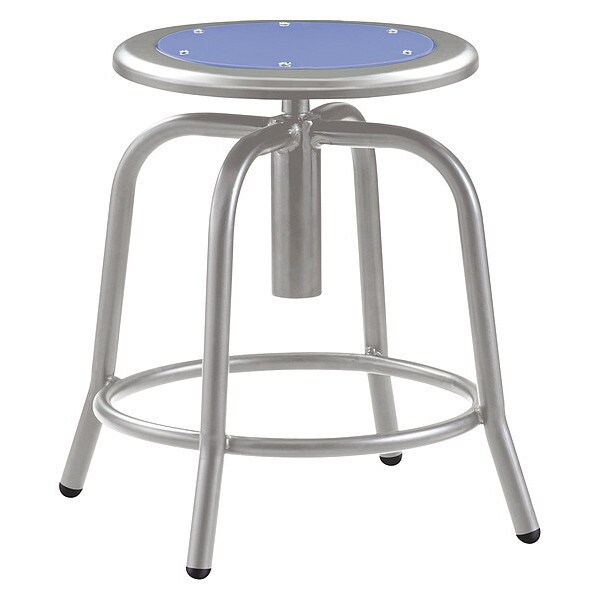National Public Seating Adj. Stool, Blue Seat, Gry Frame, 18" H - 6805-02