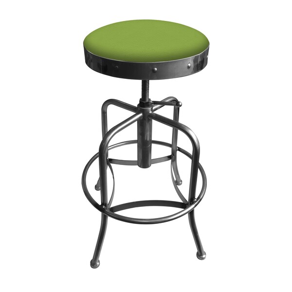 Holland Bar Stool Co Adjustable Stool, Clear Coat Finish, Canter Kiwi Green Seat - 910CL009