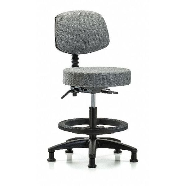 Blue Ridge Ergonomics Bench Stool, Med, Fab, Bk, BF, Glides, Gry - BR-FMBST-RG-T0-BF-RG-F44
