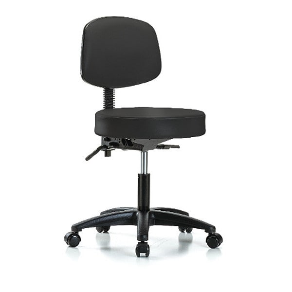 Blue Ridge Ergonomics Desk Stool, Vinyl, Bk, Tilt Casters, BLK - BR-VDHST-RG-T1-RC-8540